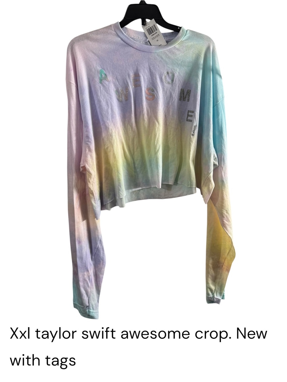 Taylor swift awesome Cropped Long-Sleeve Top - Pastel Multi